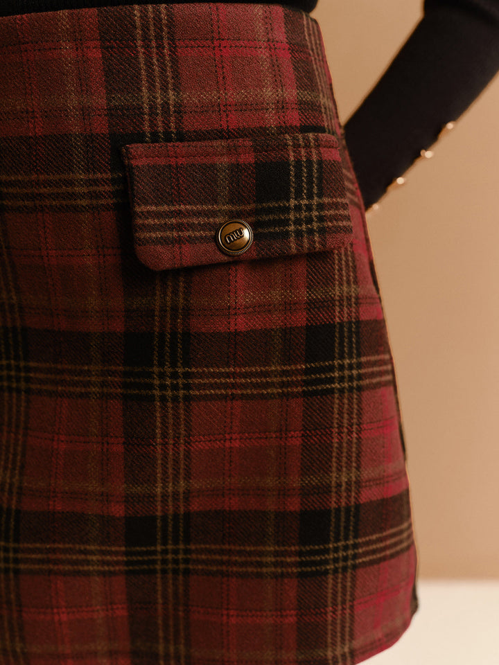 Jupe mini à carreaux en tweed