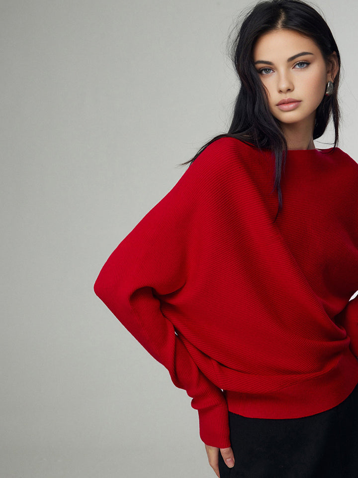 Haut en tricot à encolure droite en mélange de laine