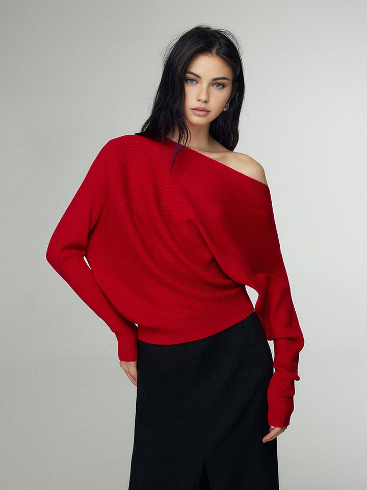 Haut en tricot à encolure droite en mélange de laine