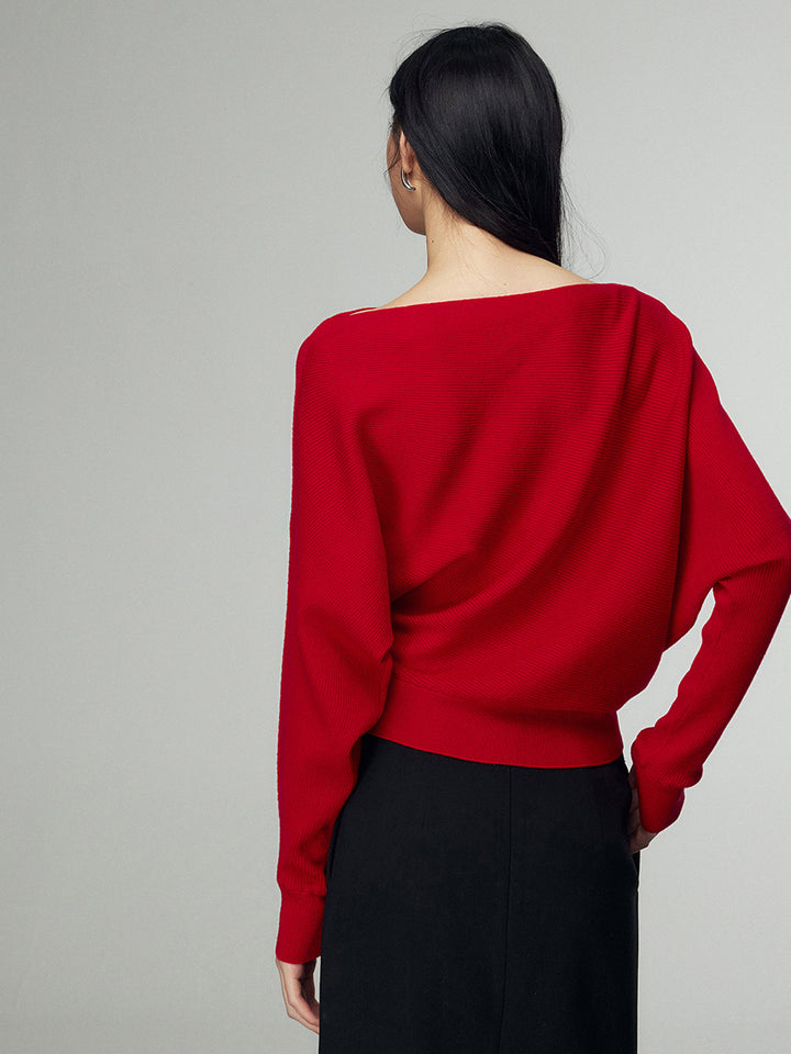 Haut en tricot à encolure droite en mélange de laine