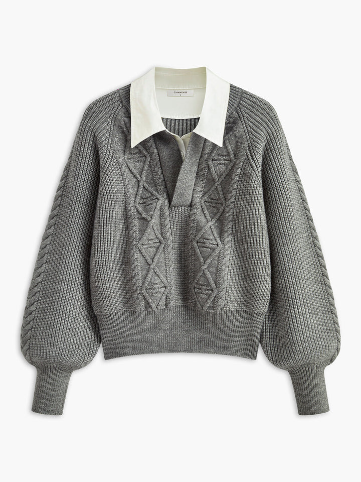 Haut en tricot à col contrasté