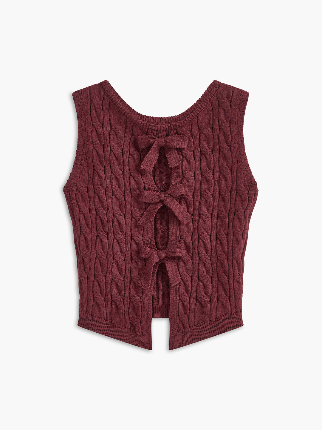 Gilet sans manches à col à découpe et nœud