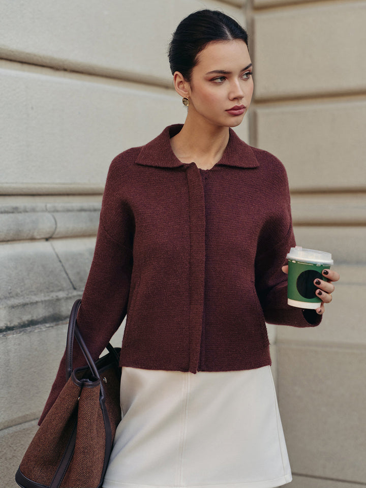 Polo Cardigan à Fermeture Éclair Uni