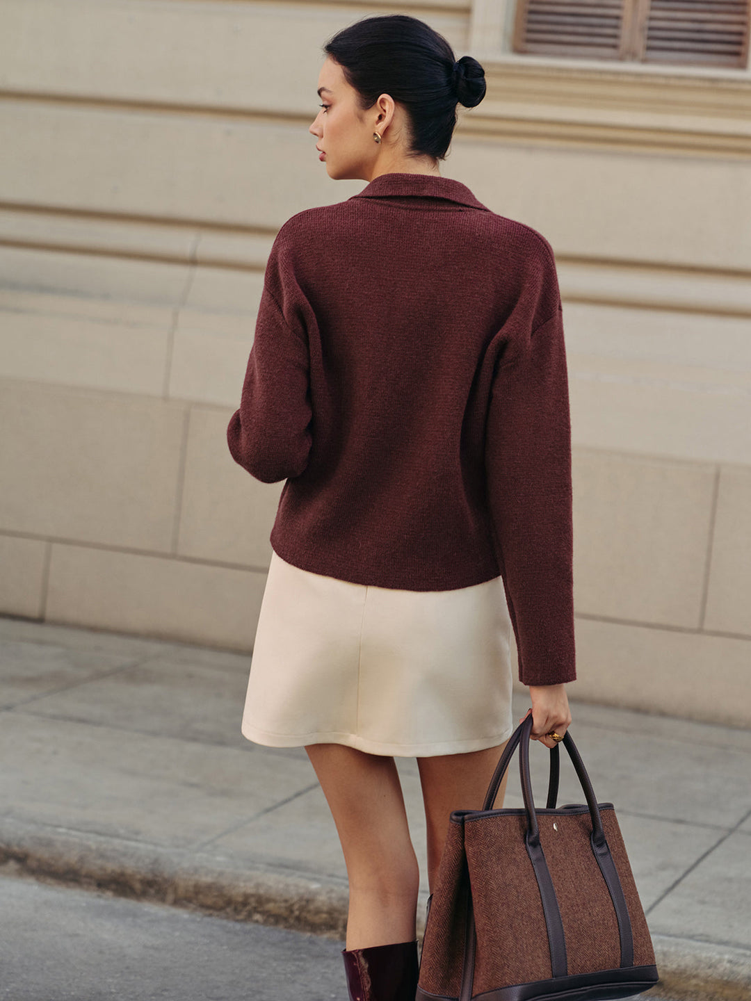 Polo Cardigan à Fermeture Éclair Uni