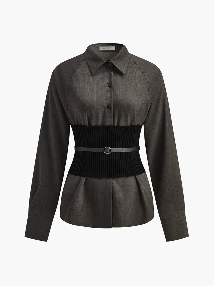 Polo Chemise à Taille Cinchée avec Ceinture