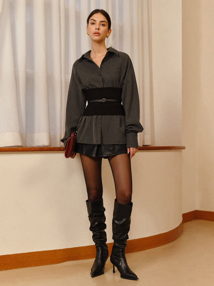 Polo Chemise à Taille Cinchée avec Ceinture
