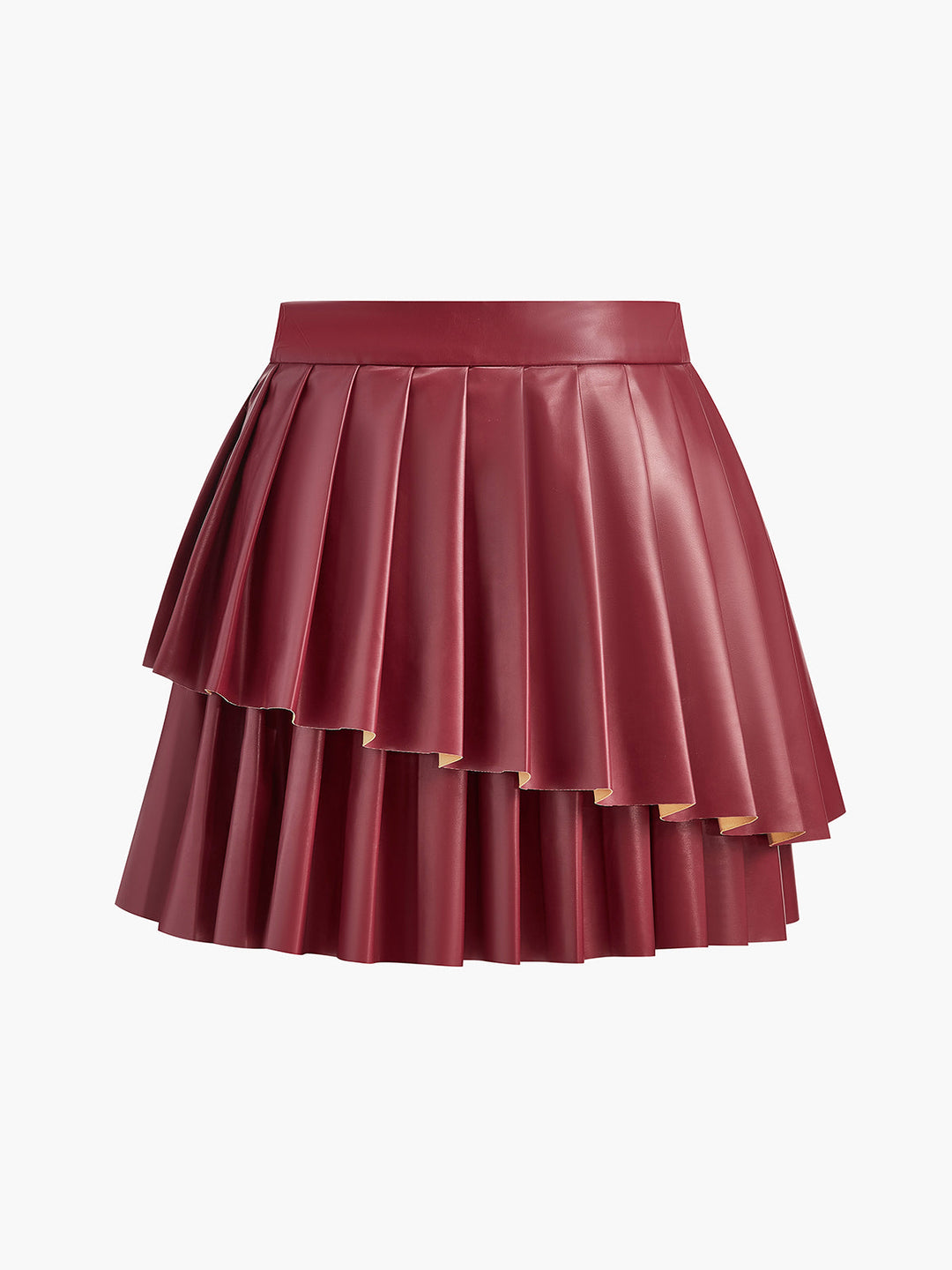 Jupe Plissée Asymétrique Taille Haute à Détails Métalliques