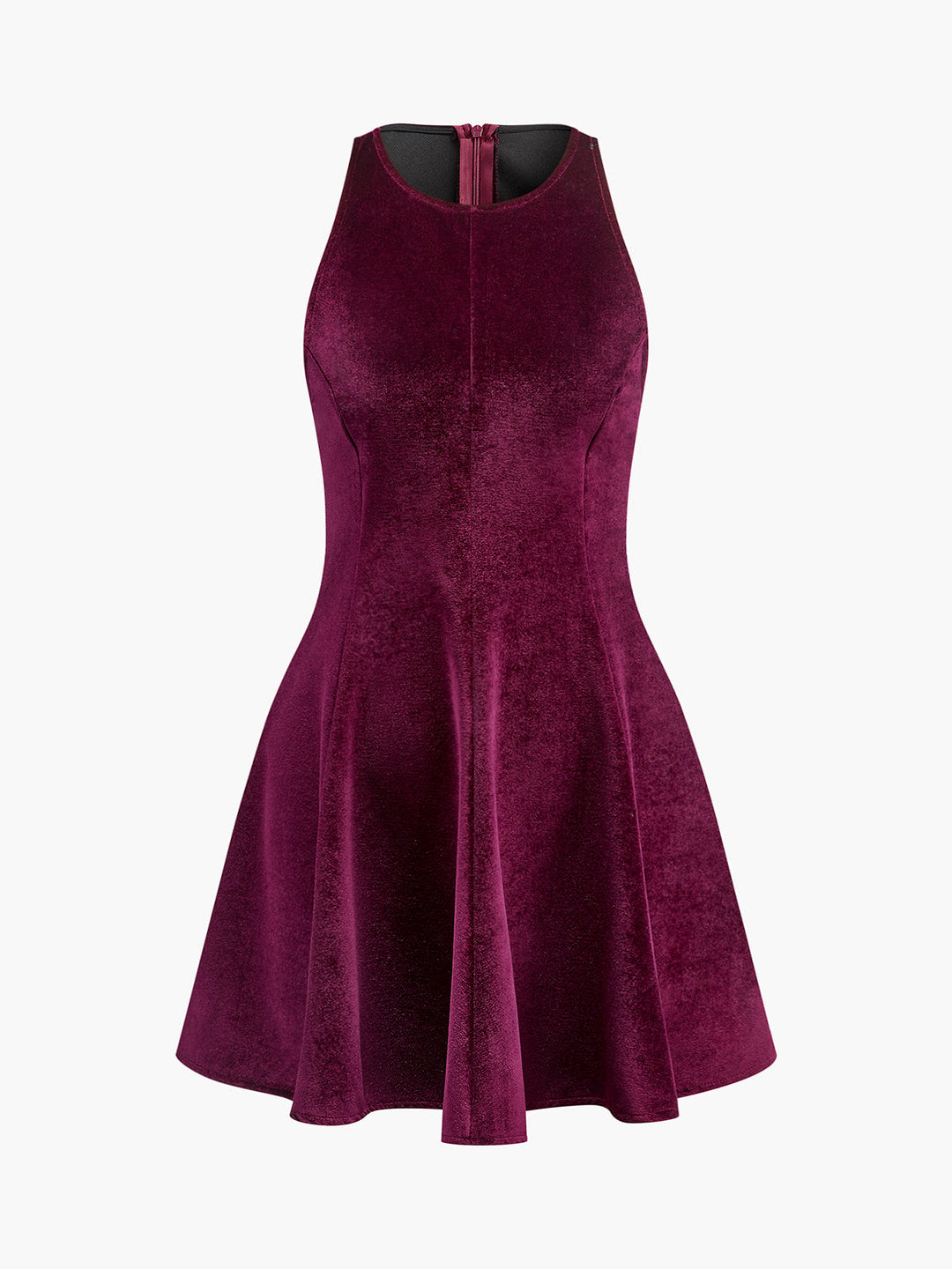 Robe Débardeur Ajustée en Velours avec Fermeture Éclair