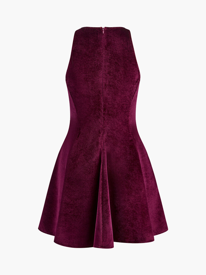 Robe Débardeur Ajustée en Velours avec Fermeture Éclair