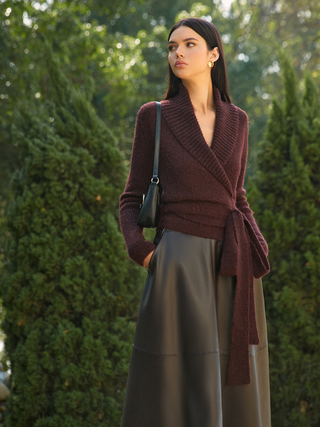 Haut en tricot à lacets mélangé de laine