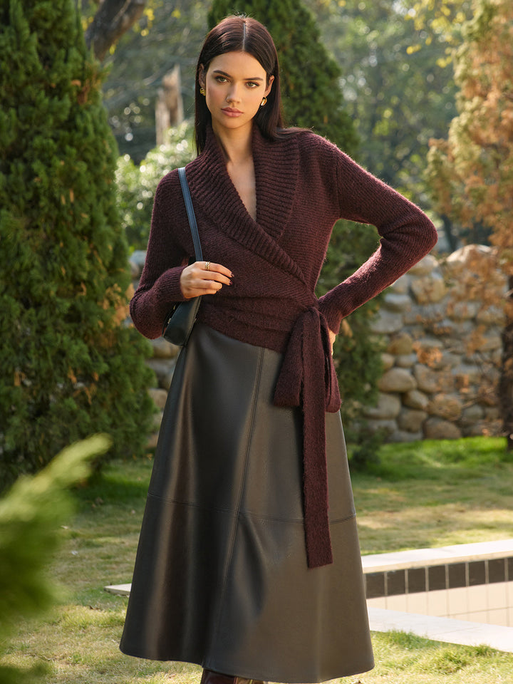 Haut en tricot à lacets mélangé de laine