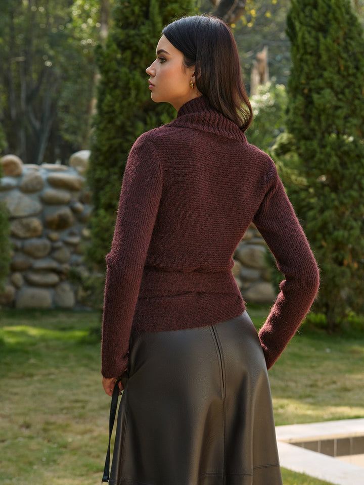 Haut en tricot à lacets mélangé de laine