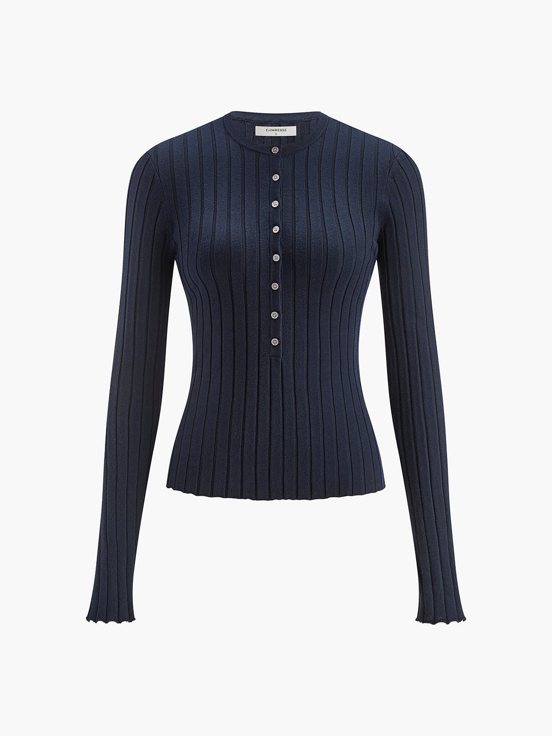 Haut en tricot skinny à col rond et boutons