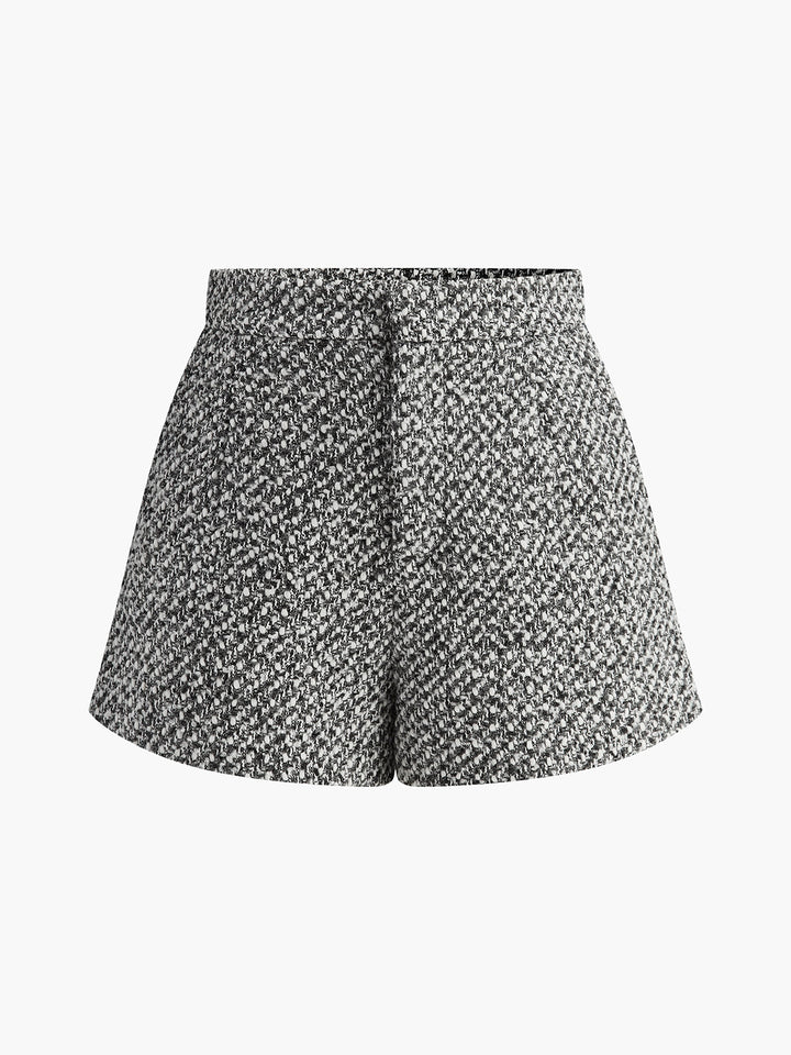 Shorts Texturé en Mélange Laine