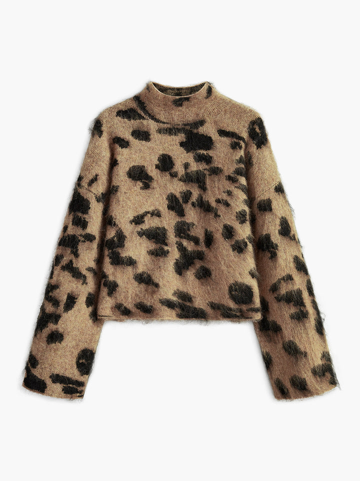 Pull en Suédine Léopard Mélangé Laine