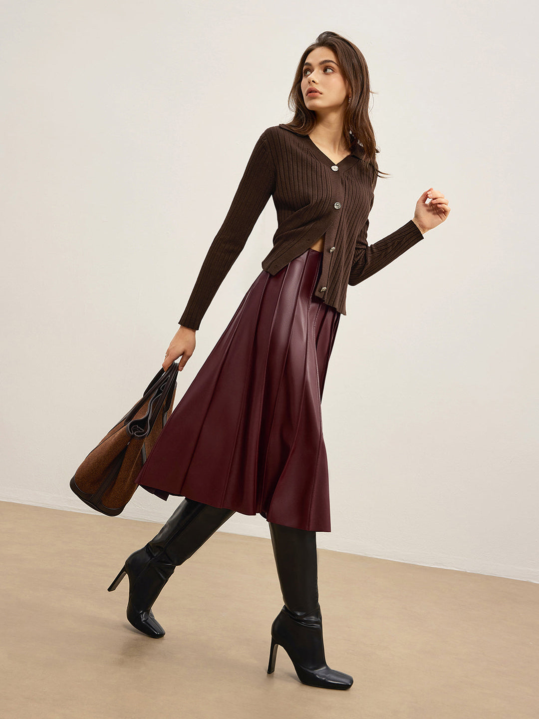 Cardigan Polo Élégant Haut Extensible