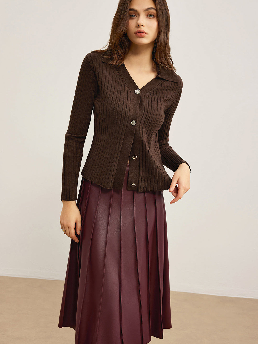 Cardigan Polo Élégant Haut Extensible
