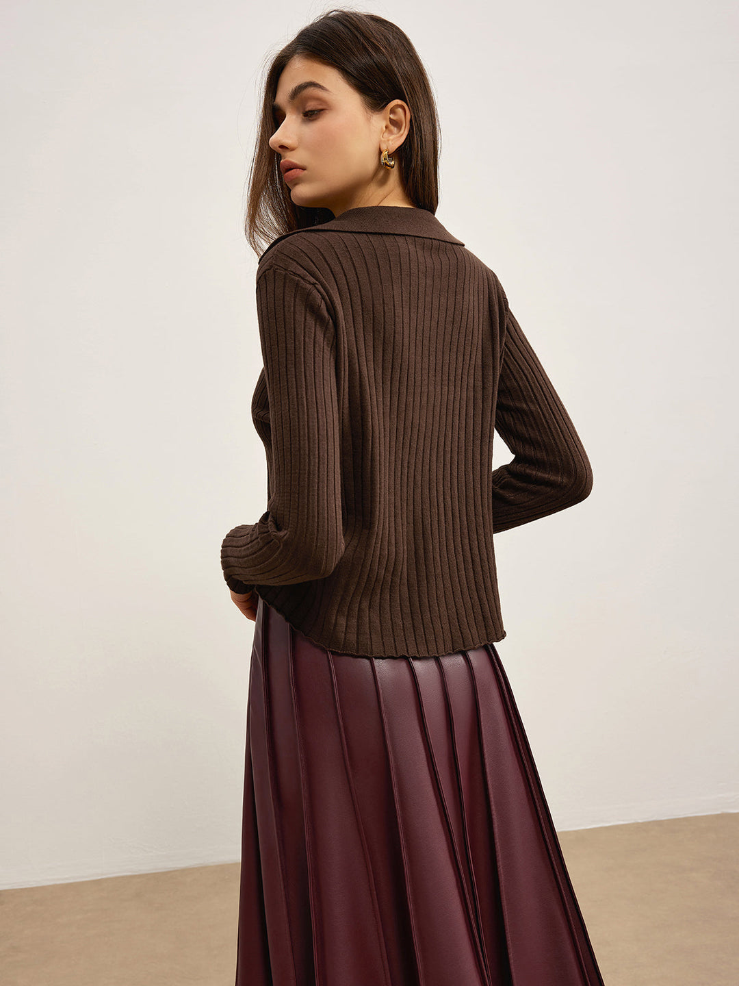 Cardigan Polo Élégant Haut Extensible