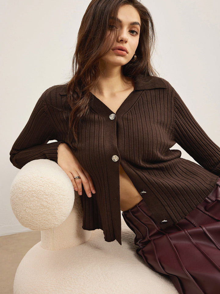Cardigan Polo Élégant Haut Extensible