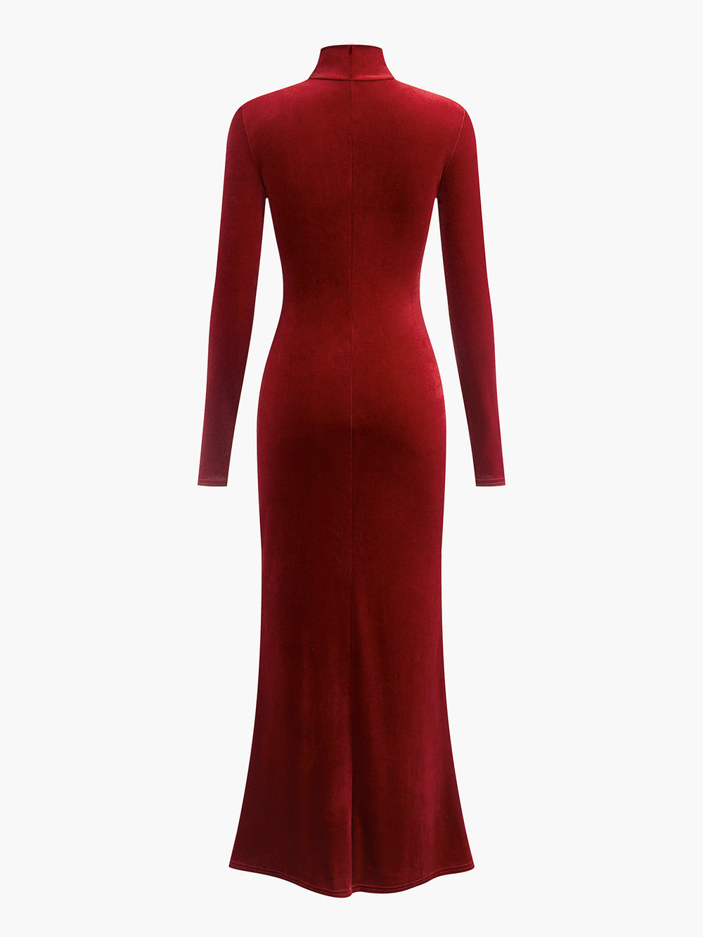 Robe en velours noué à col montant