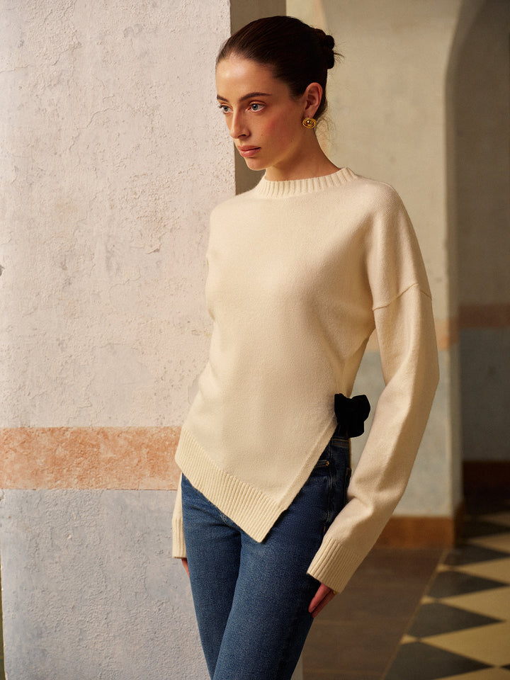 Pull à col montant fendu extensible