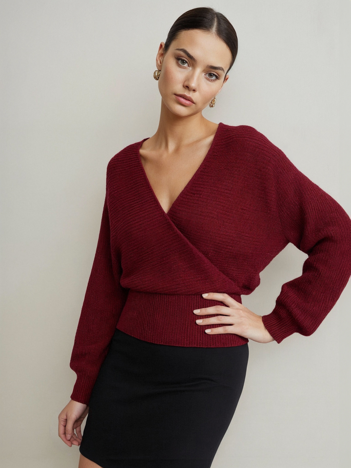 Sweater Côtelé à Fermeture Éclair Croisée