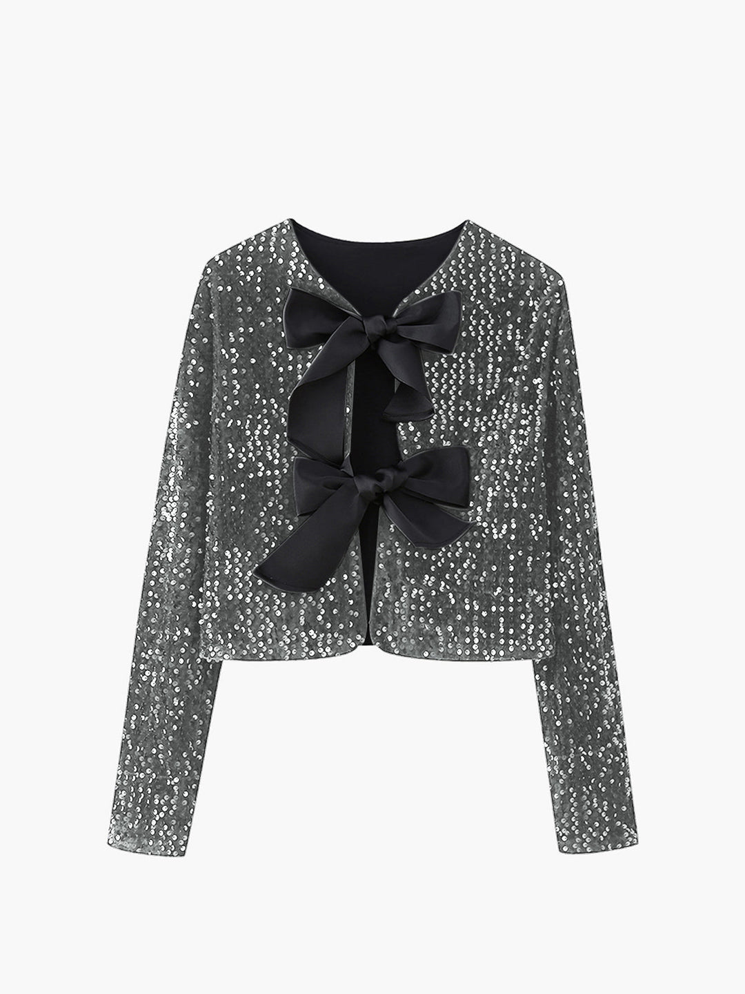 Veste à nœud décoratif en velours à paillettes