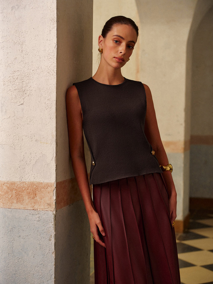 Gilet sans manches ajustéRegular Fit en maille avec détails métalliques
