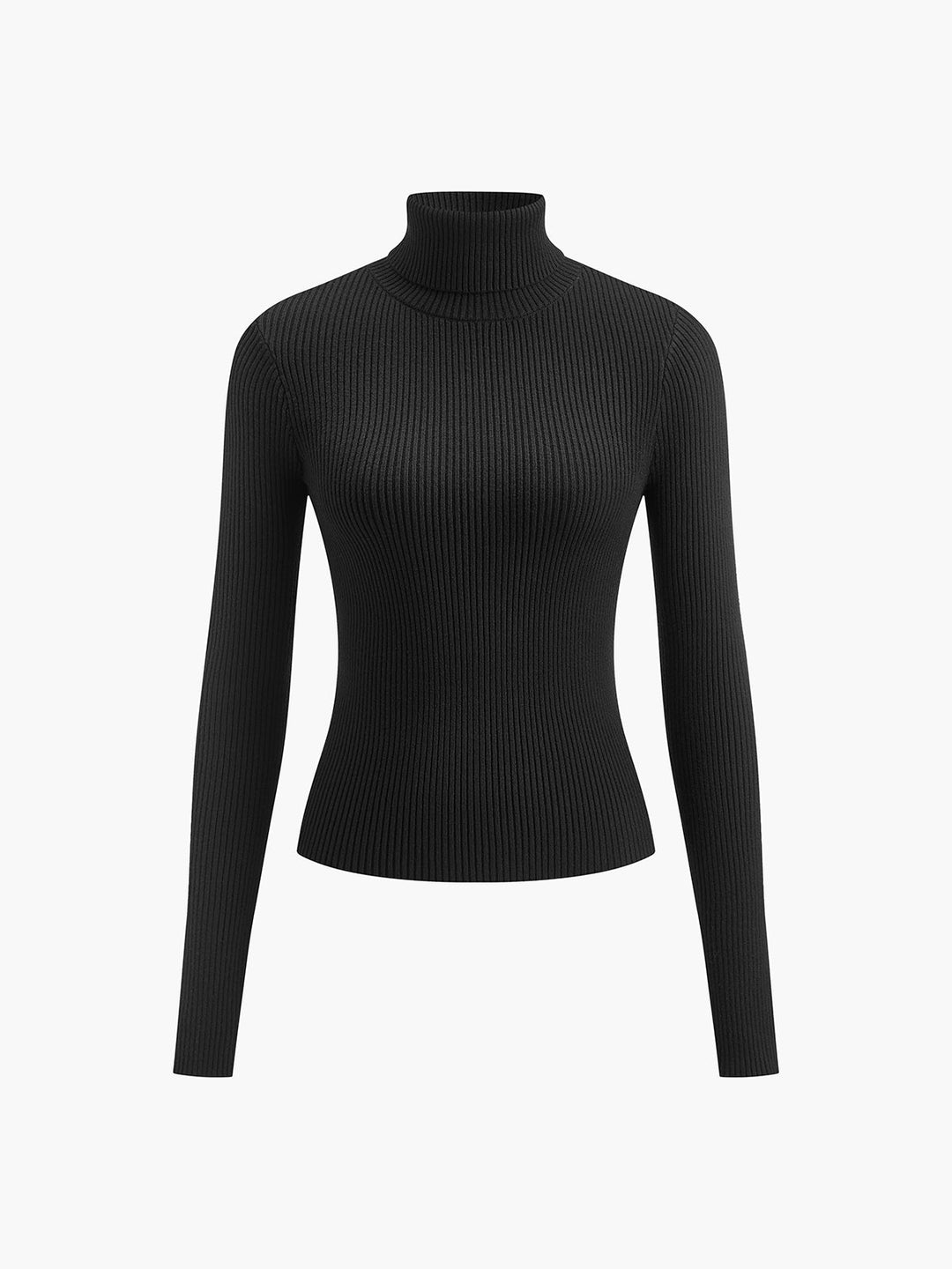 Haut en tricot ajusté à col roulé minimaliste
