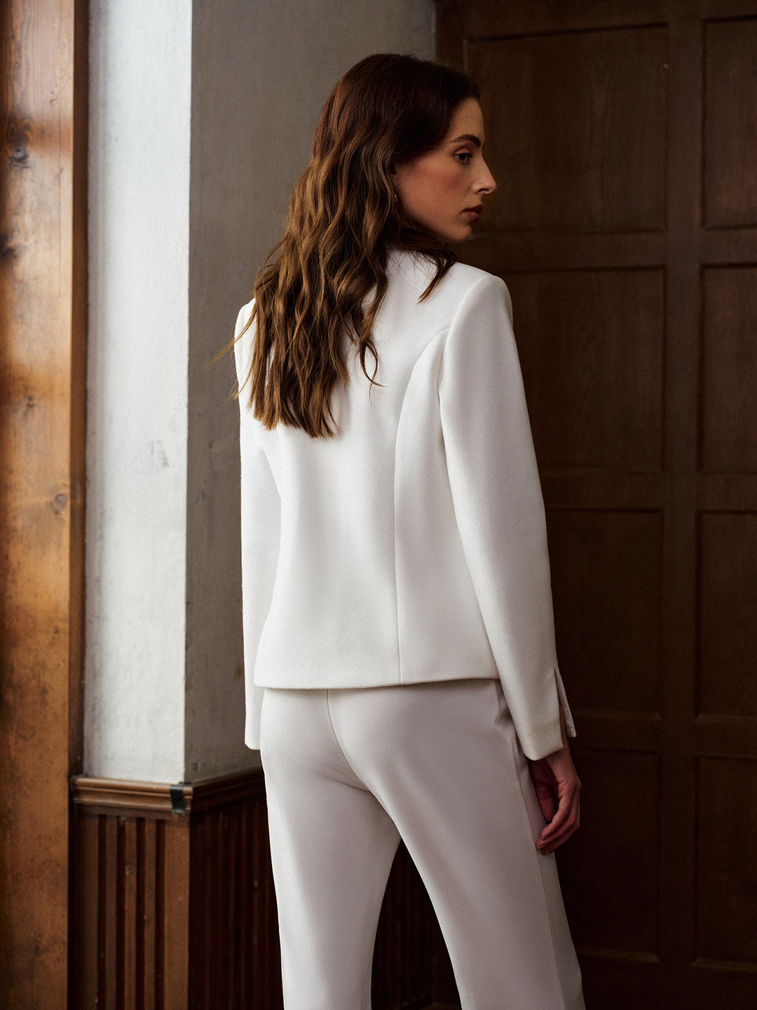 Blazer Petite à Boutons Métalliques et Col en V