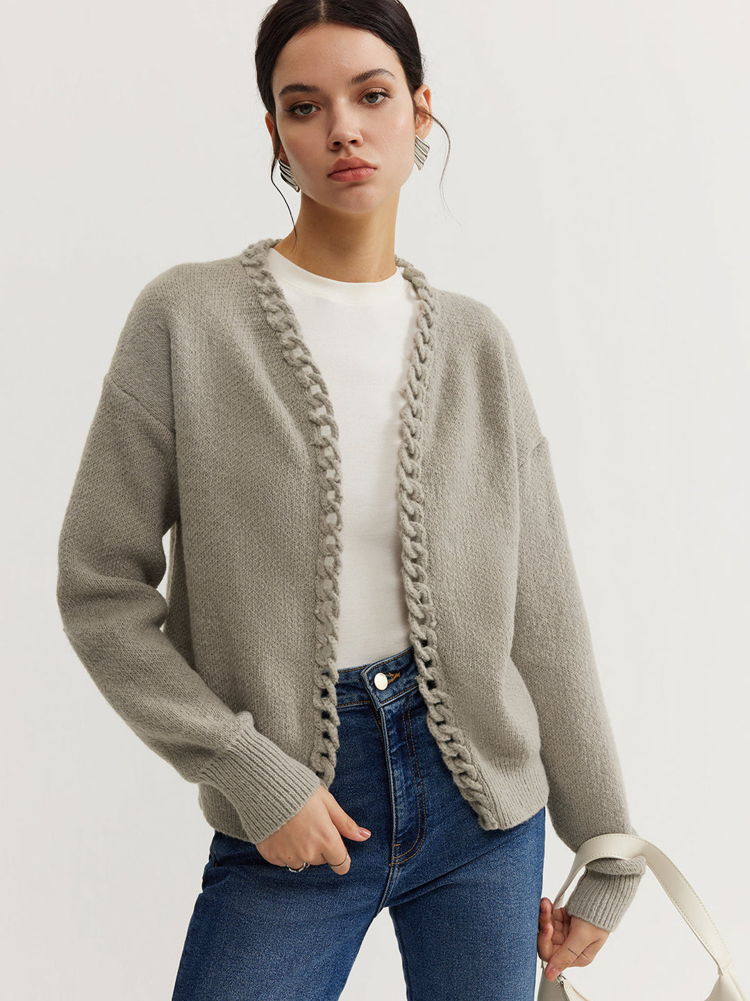 Cardigan uni décontracté