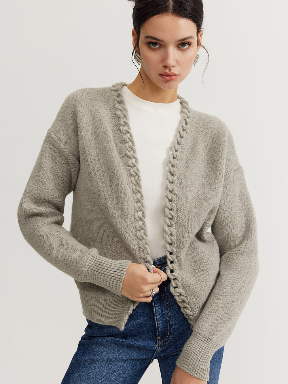 Cardigan uni décontracté