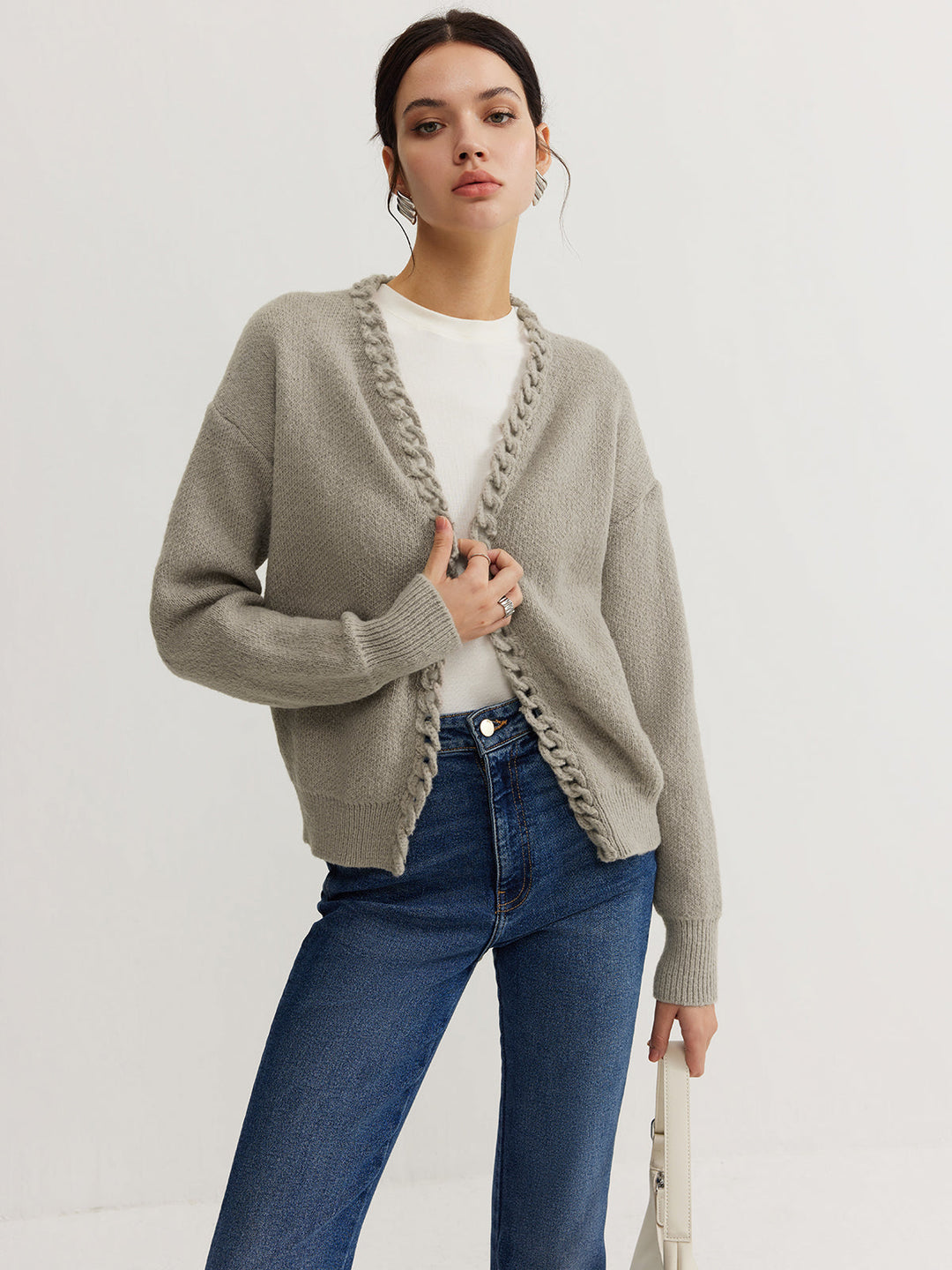Cardigan uni décontracté