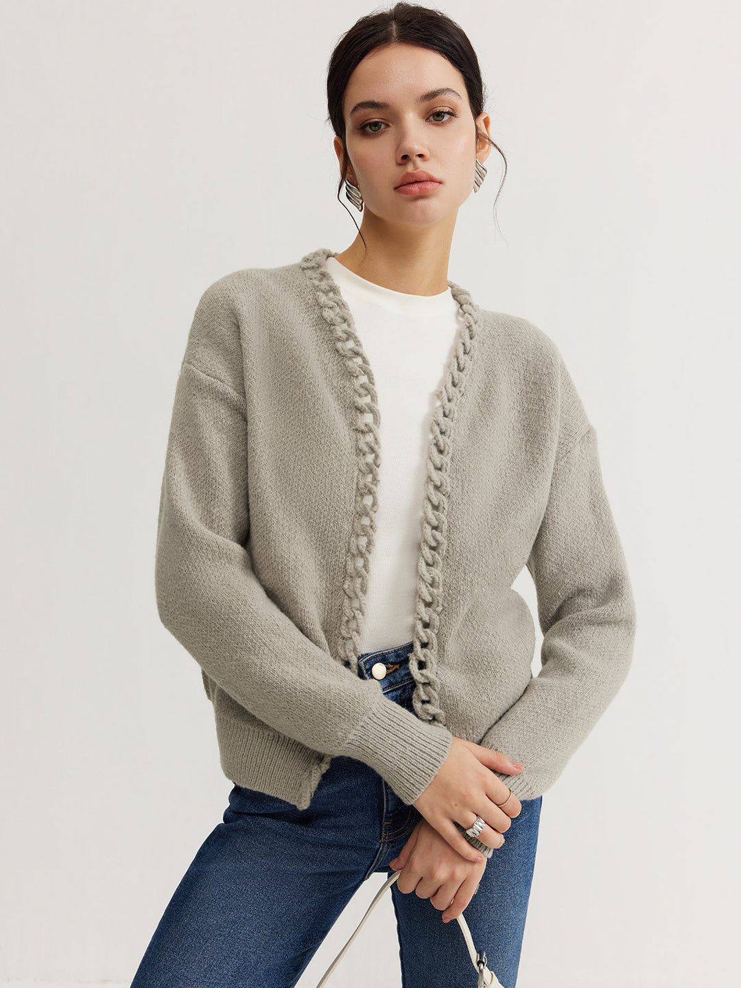 Cardigan uni décontracté