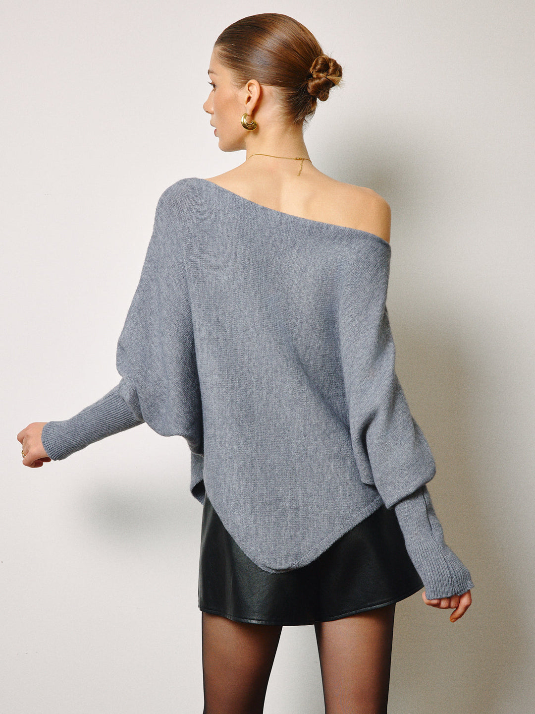 Sweater En Maille "Jambon" Asymétrique à Col "Jambon" Démesuré