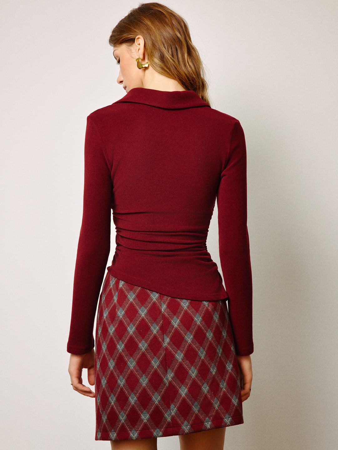 Jupe Taille Mi-haute en Tweed avec Fermeture Éclair