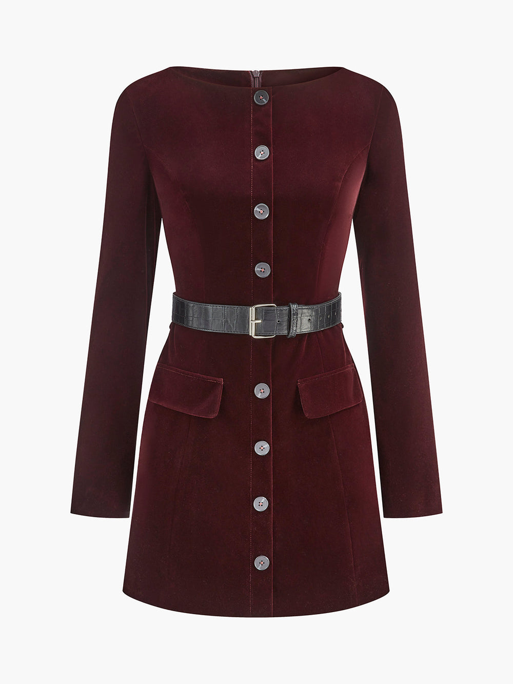 Robe Courte en Velours avec Ceinture
