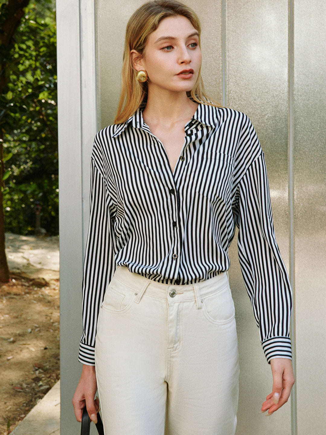 Chemise à Noeud Sans Dos à Rayures