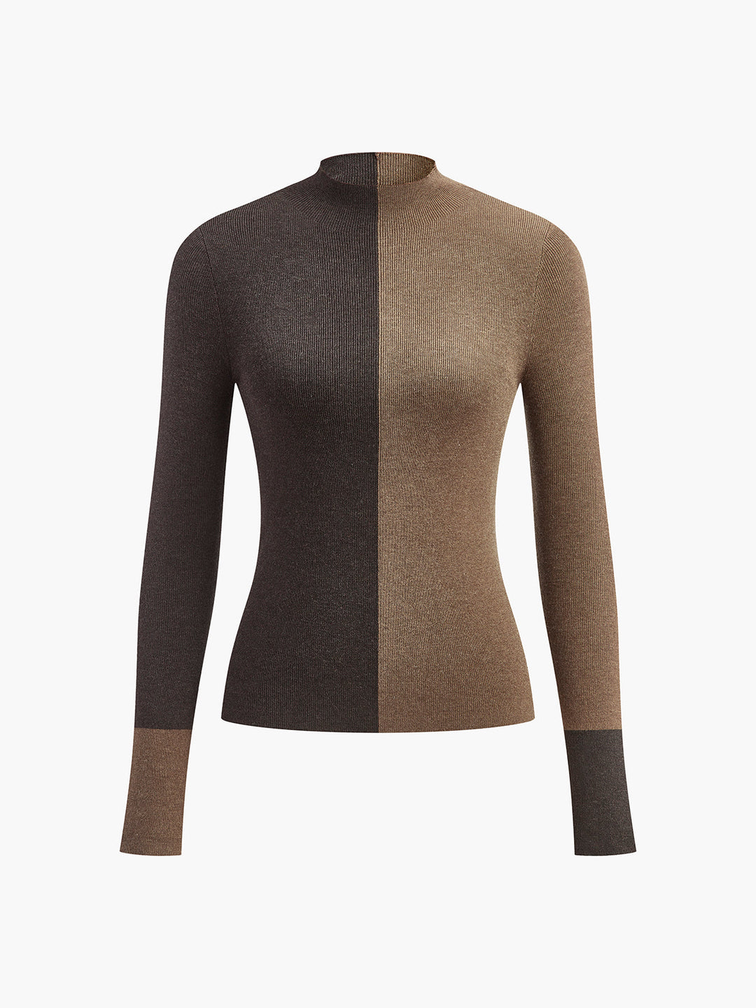 Haut Tricot Ajusté Bicolore en Mélange Laine