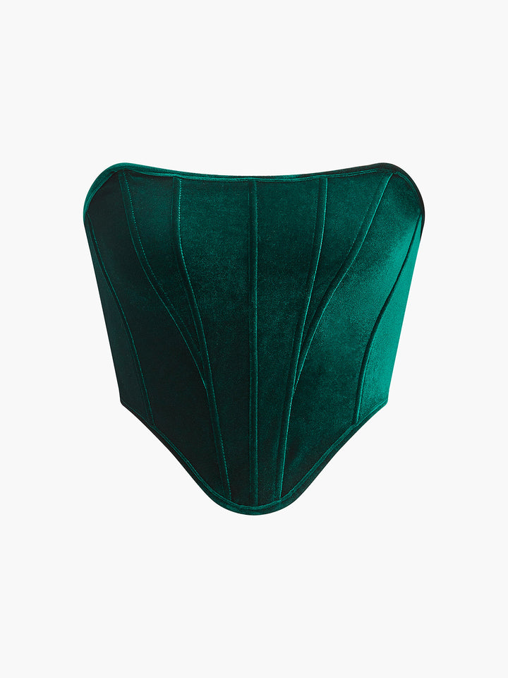 Corset à passepoil en velours