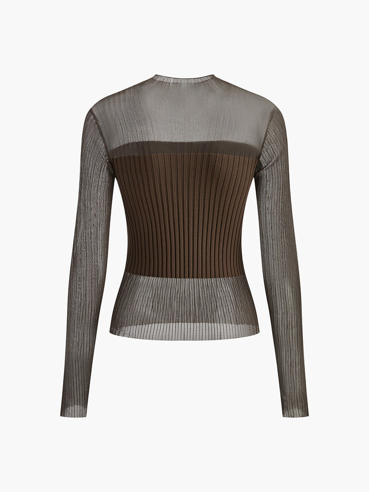 Pull à col roulé ajusté avec empiècements transparents