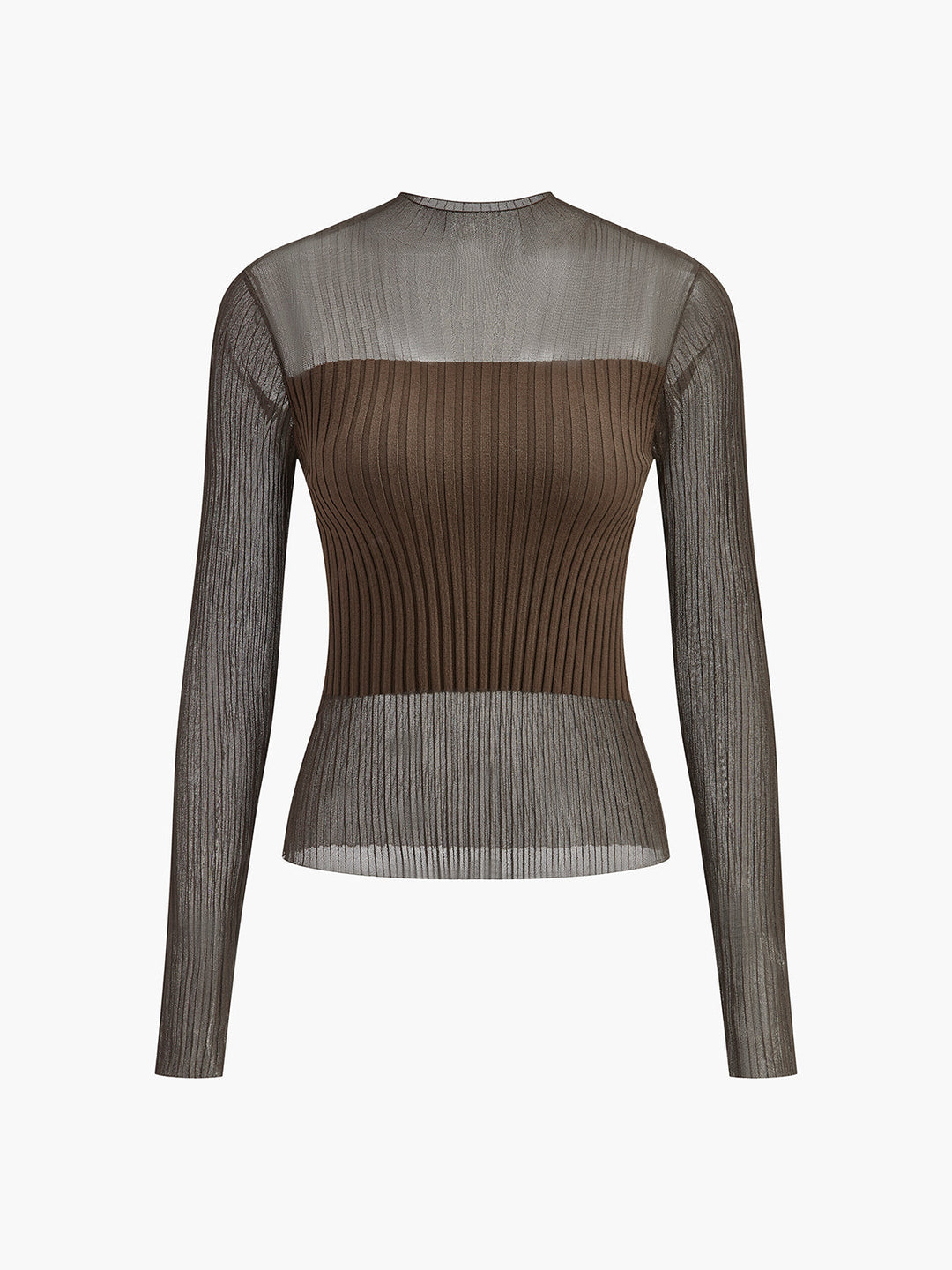 Pull à col roulé ajusté avec empiècements transparents