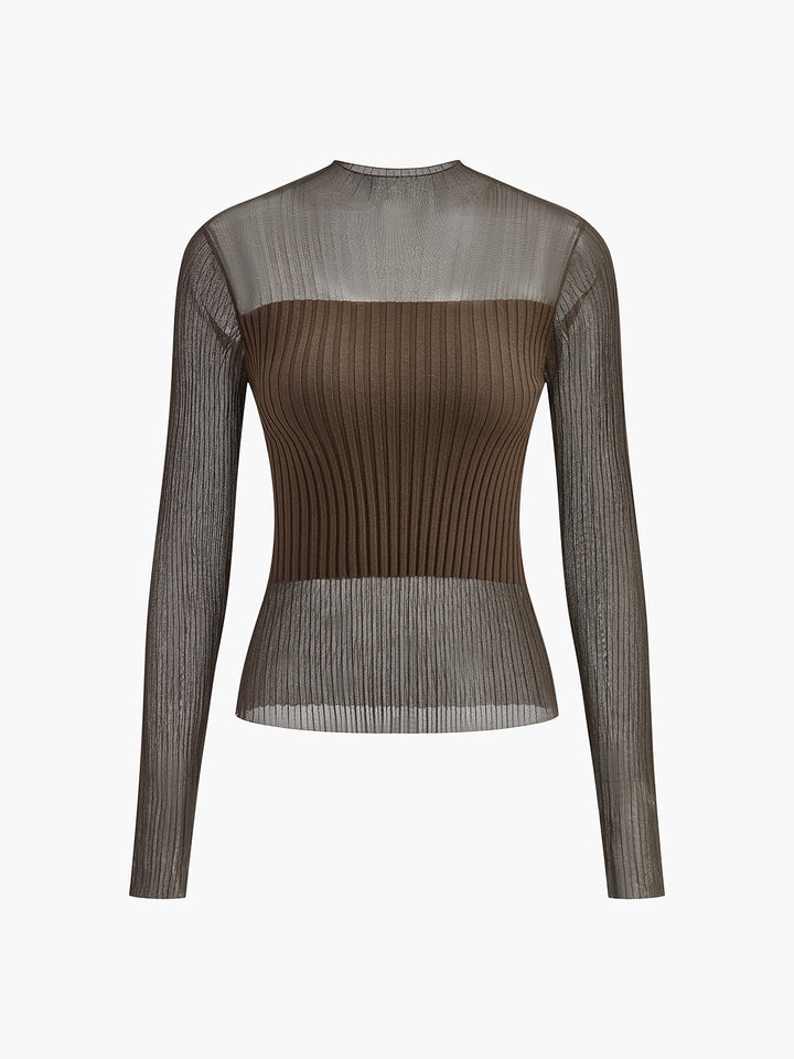 Pull à col roulé ajusté avec empiècements transparents