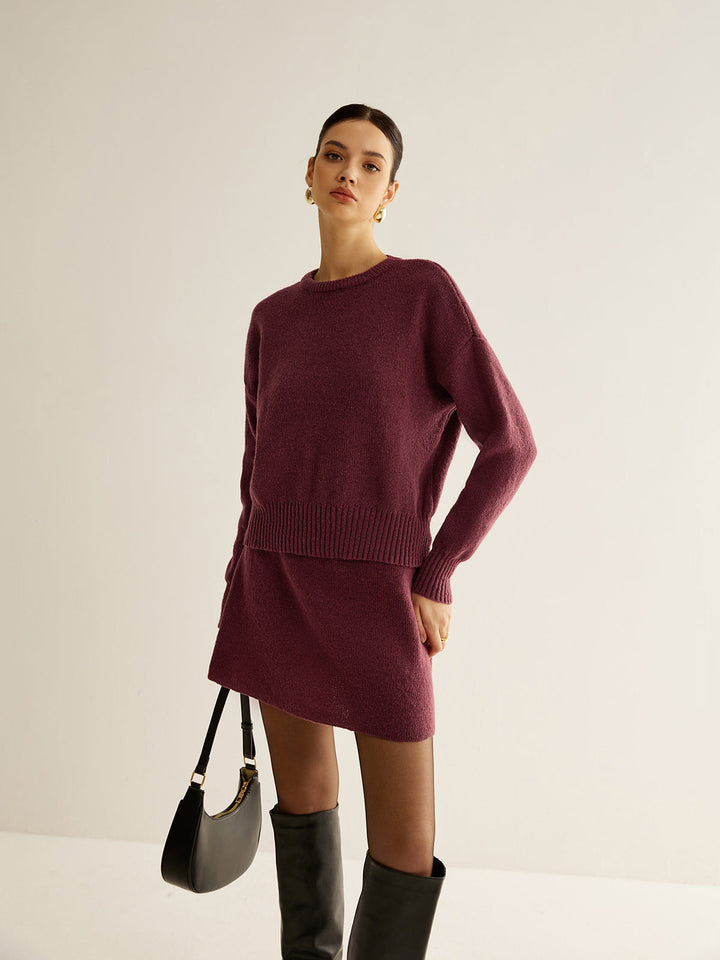 Ensemble pull en tricot doux uni minimaliste