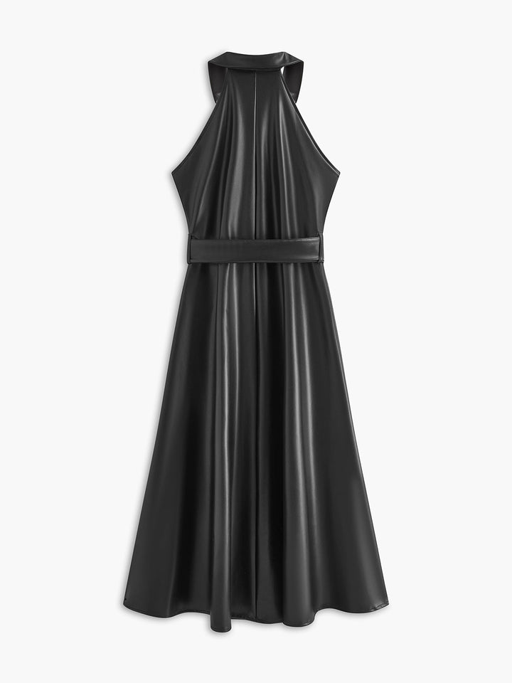 Robe Sans Manches Ceinture Similicuir