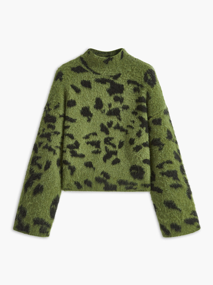 Pull en Suédine Léopard Mélangé Laine