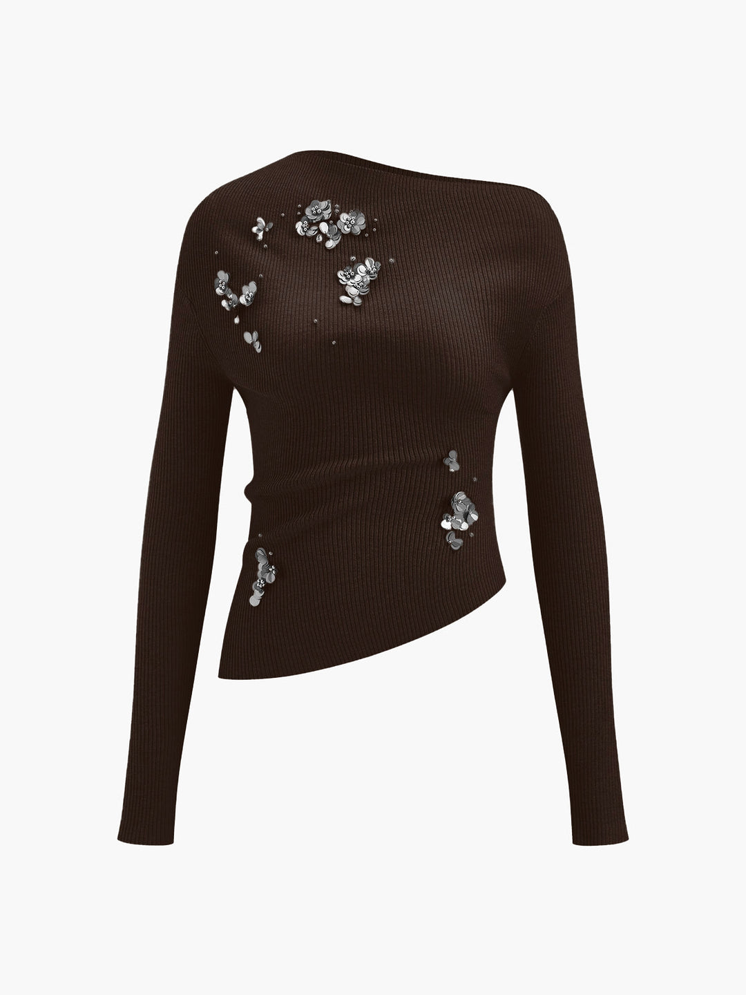 Haut en tricot à paillettes asymétrique en mélange de laine