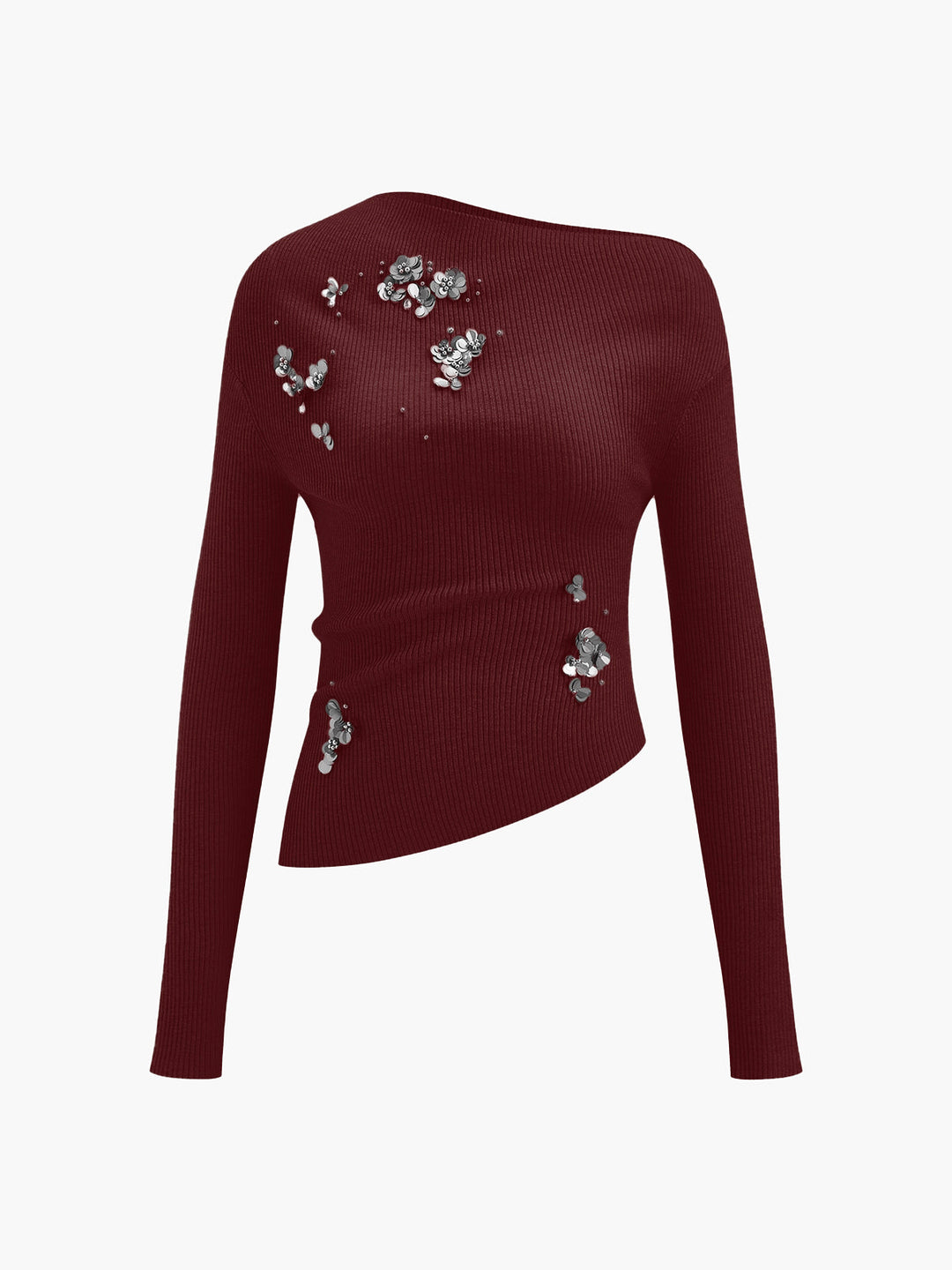 Haut en tricot à paillettes asymétrique en mélange de laine