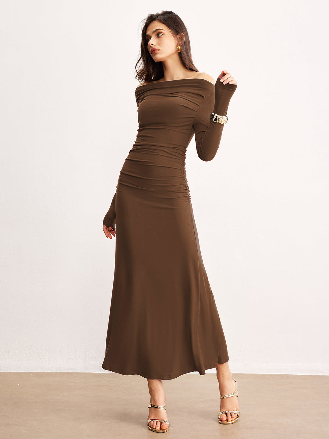 Robe Pull Col Bardot à Volants