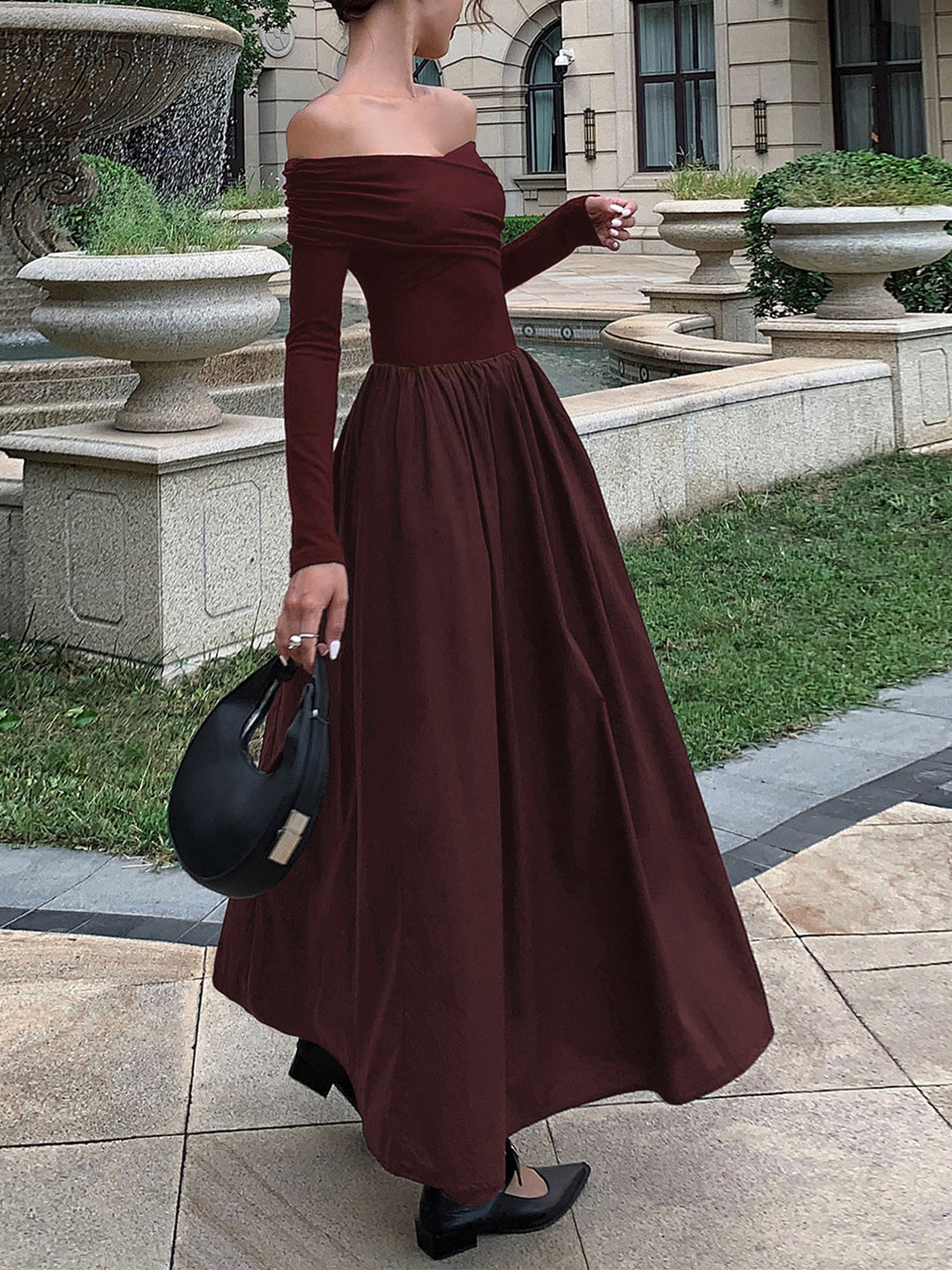 Robe Longue Col Off Shoulder et Criss Cross